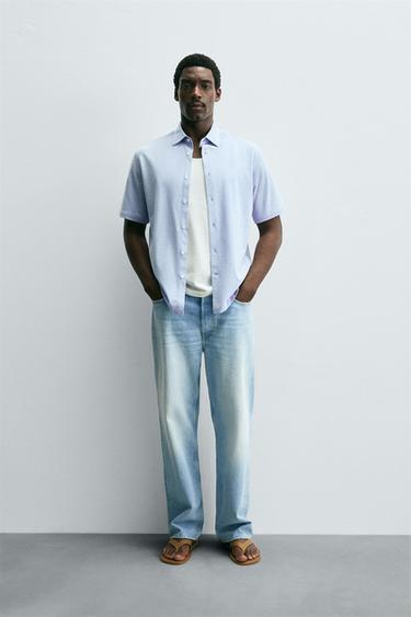 CAMISA SOFT REGULAR FIT - Blau clar de Zara