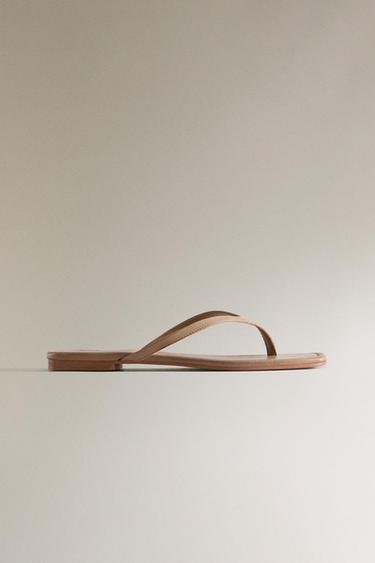 SANDALE MINIMALISTE CUIR - Gris taupe de Zara - Image 1