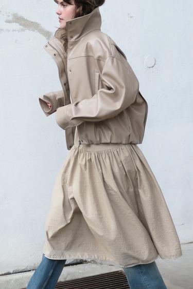 LEATHER EFFECT JACKET WITH PLEATS - Stone marl by Zara - Image 3