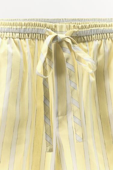 STRIPED PYJAMA BERMUDA SHORTS - Yellow by Zara - Image 4