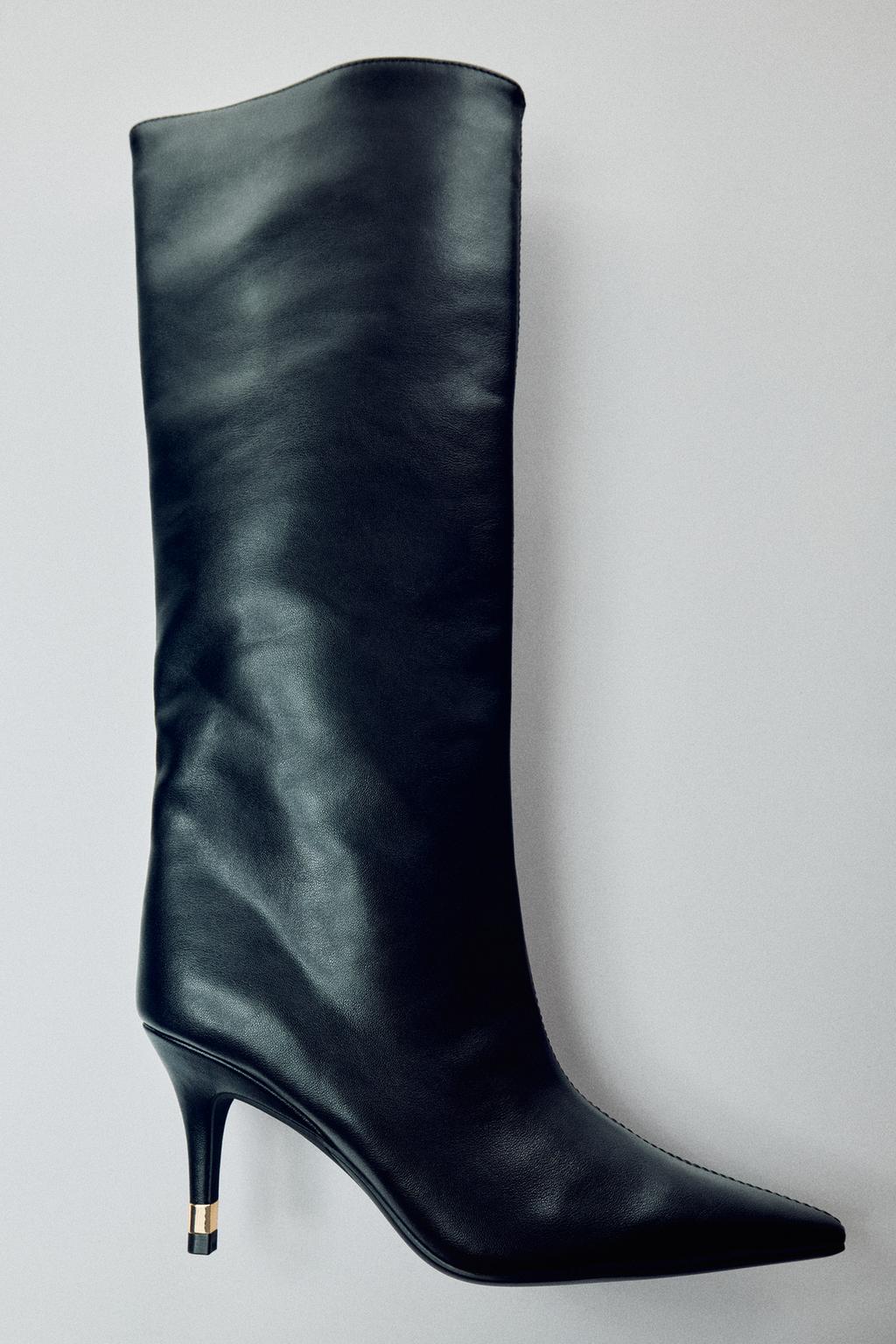 METAL DETAIL HEELED KNEE-HIGH BOOTS