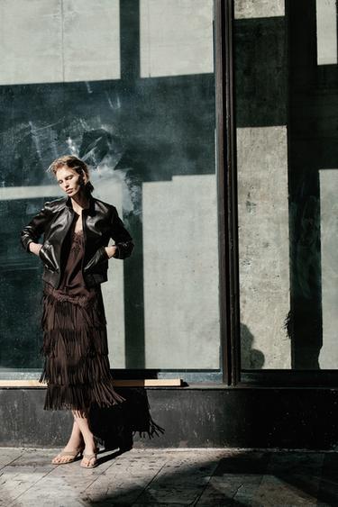 FALDA TUBO FLECOS ZW COLLECTION - Marrón de Zara