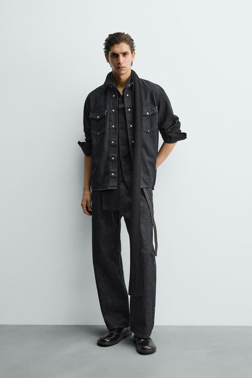 ZARA RELAXED FIT STUDDED JEANS