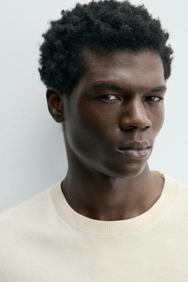 LIGHT KNIT COTTON T-SHIRT - Oyster-white by Zara - Image 4