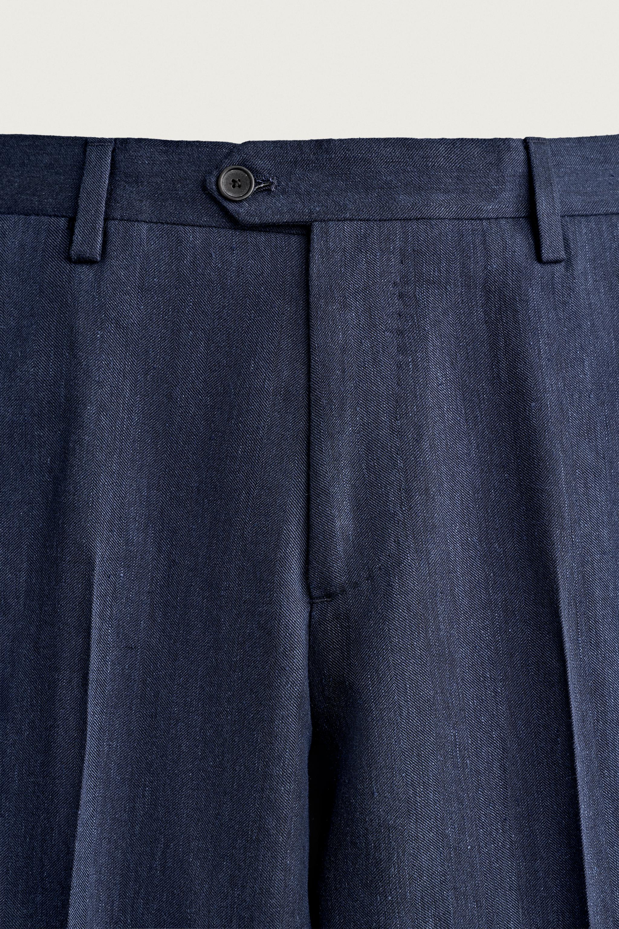 Мужские брюки Zara LINEN AND WOOL BLEND REGULAR FIT SUIT PANTS — фото 7