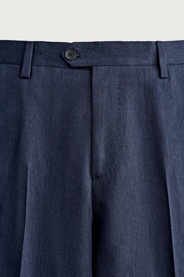 PANTALON DE COSTUME REGULAR FIT LIN - LAINE - Bleu de Zara - Image 6