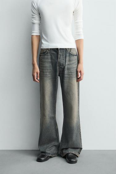 WIDE BELL BOTTOM FIT JEANS - Mid-grey by Zara