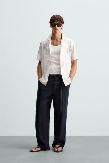 CAMISA ELÁSTICA ESTAMPADO ABSTRACTO - Beige de Zara - Imagen 0