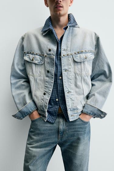 RELAXED FIT DENIM JACKET WITH METAL STUDS - Light blue by Zara - Image 5