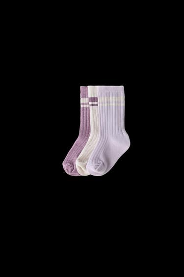 3ER-PACK LANGE SOCKEN MIT STREIFEN - Violett meliert von Zara - Bild 0