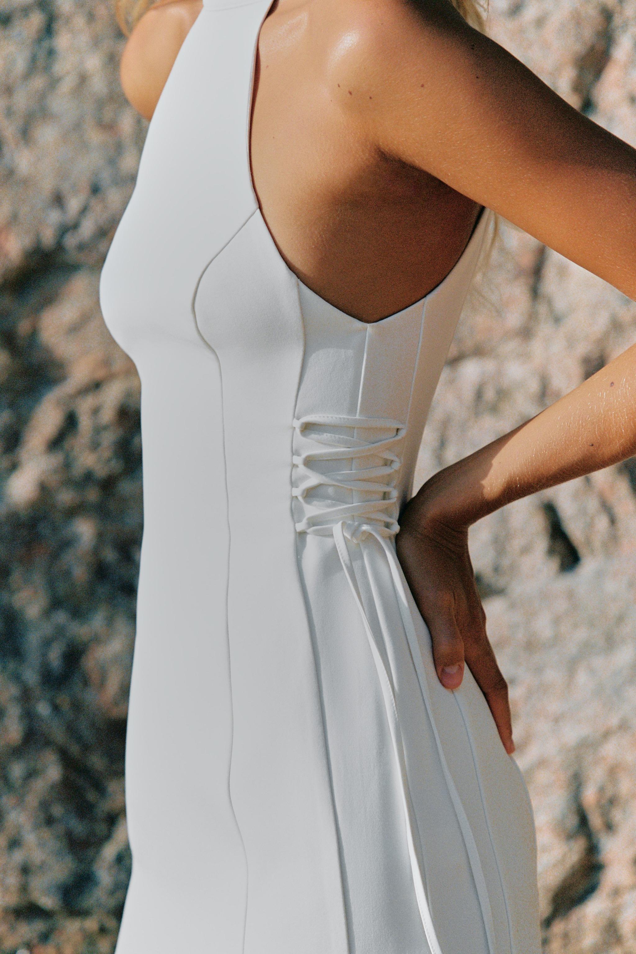 Женские платья Zara SIDE TIE HALTER DRESS — фото 2