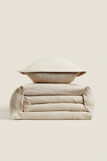 COTTON BEDSPREAD WITH GEOMETRIC DESIGN - Beige by Zara - Image 5