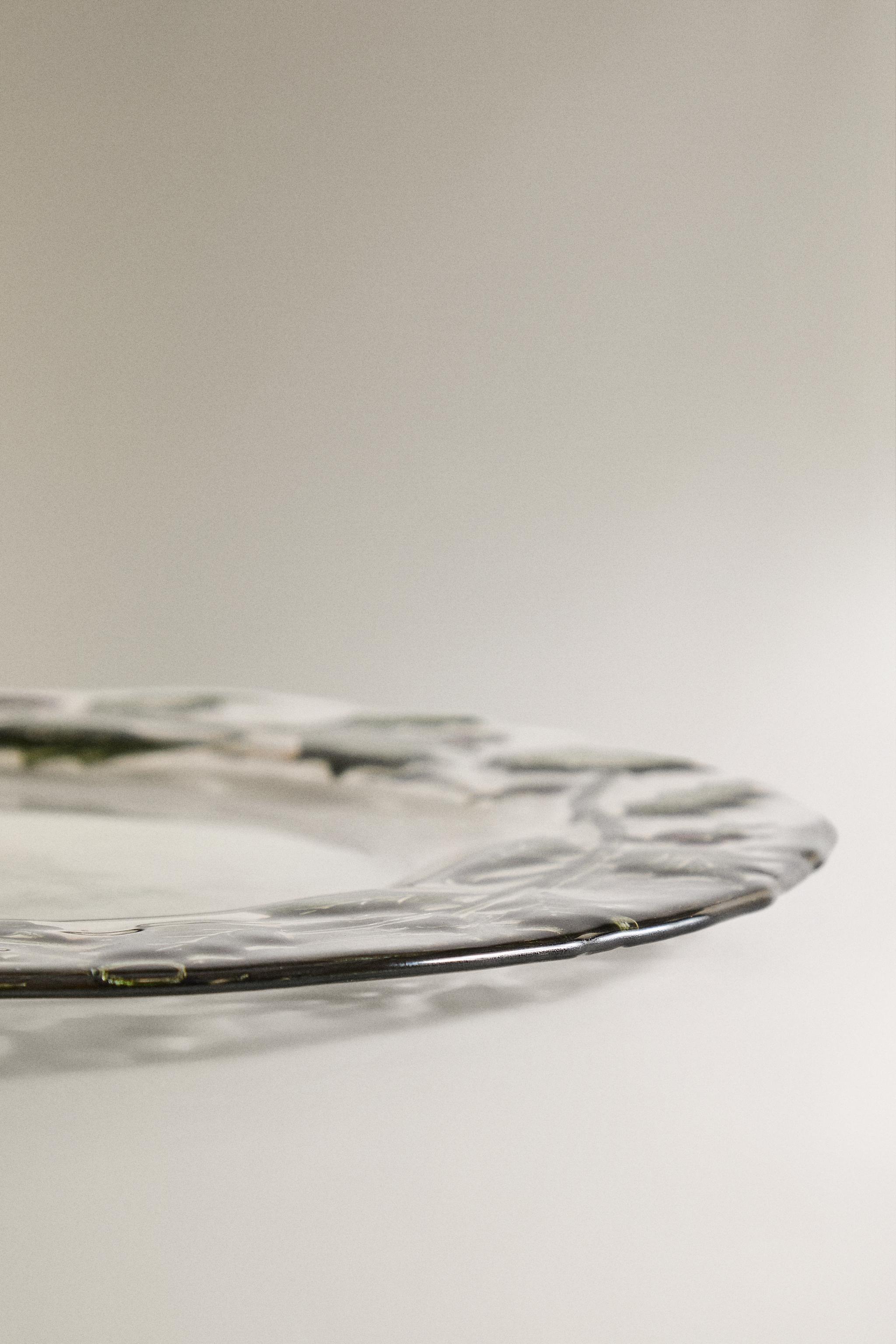 SOUS-ASSIETTE VERRE FEUILLE HOUX NOËL