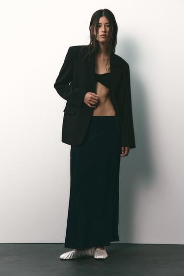 Zara VELVET MIDI SKIRT - Mid-gray
