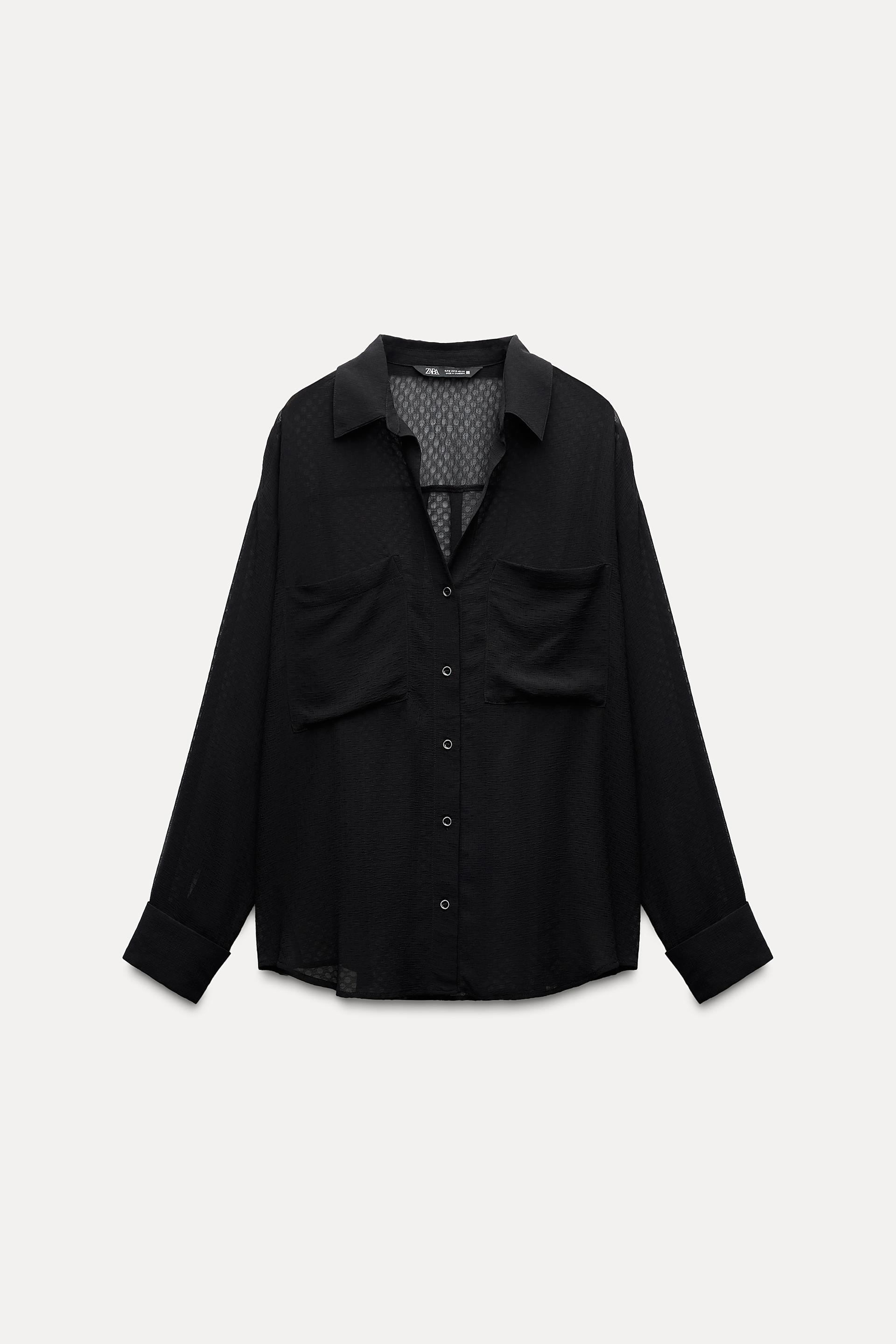 Zara fashion sheer black blouse