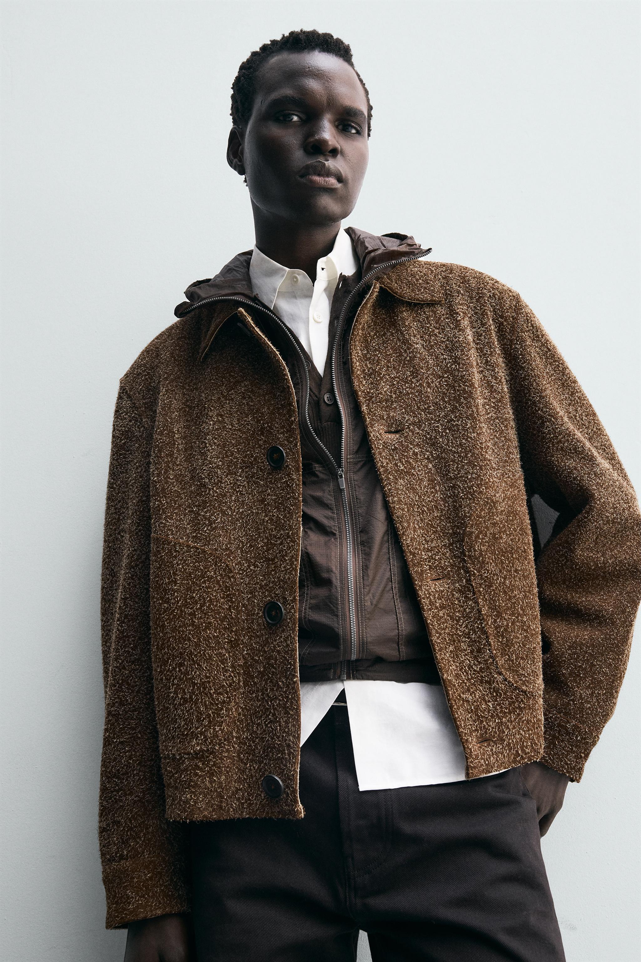 BRUSHED SUEDE LEATHER JACKET - Clay | ZARA South Africa