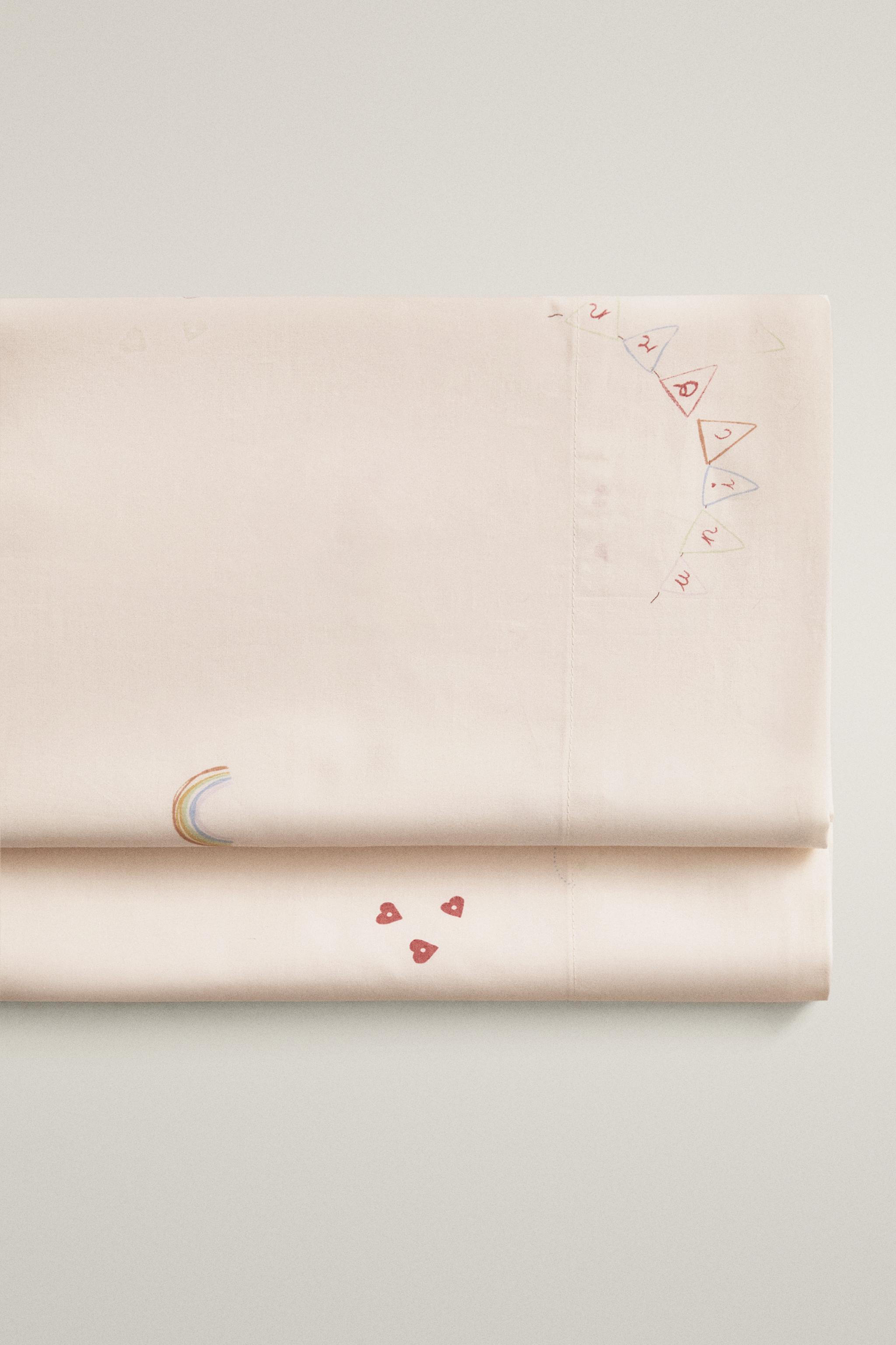 KIDS' UNICORN FLAT SHEET — Light pink