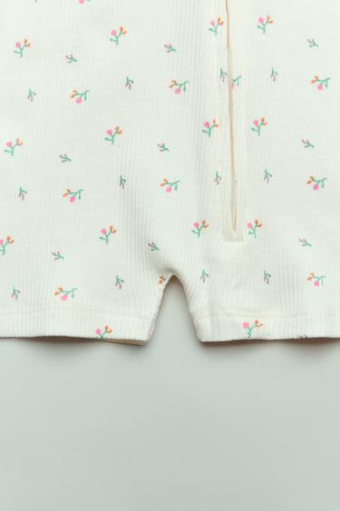 TWO-PACK OF GINGHAM CHECK AND FLOWER ALL-IN-ONE SLEEPSUITS - Zara-ს Ecru