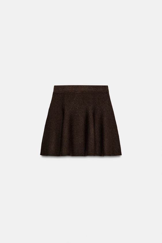 FALDA PUNTO PLIEGUES - Marrón de Zara - Imagen 0