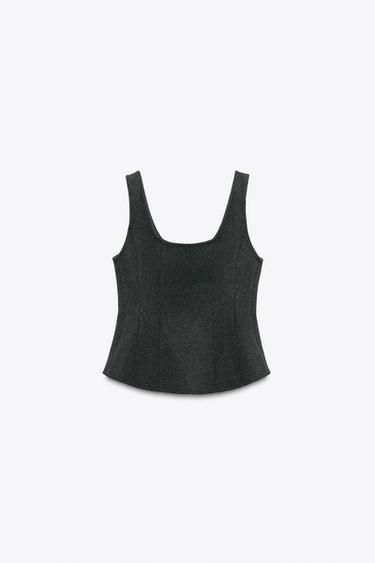 ZIP-UP WOVEN TOP - Grey marl by Zara