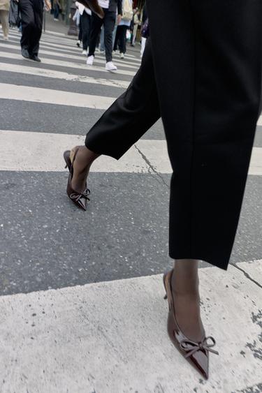 ТУФЛІ НА ПІДБОРАХ З БАНТОМ - Коричневий Zara