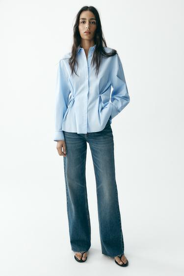 CAMISA OXFORD BOTONES CINTURA - Celeste de Zara - Imagen 0