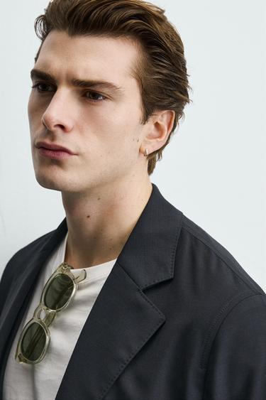 RELAXED FIT WOOL BLEND BLAZER - Navy blue by Zara - Image 5