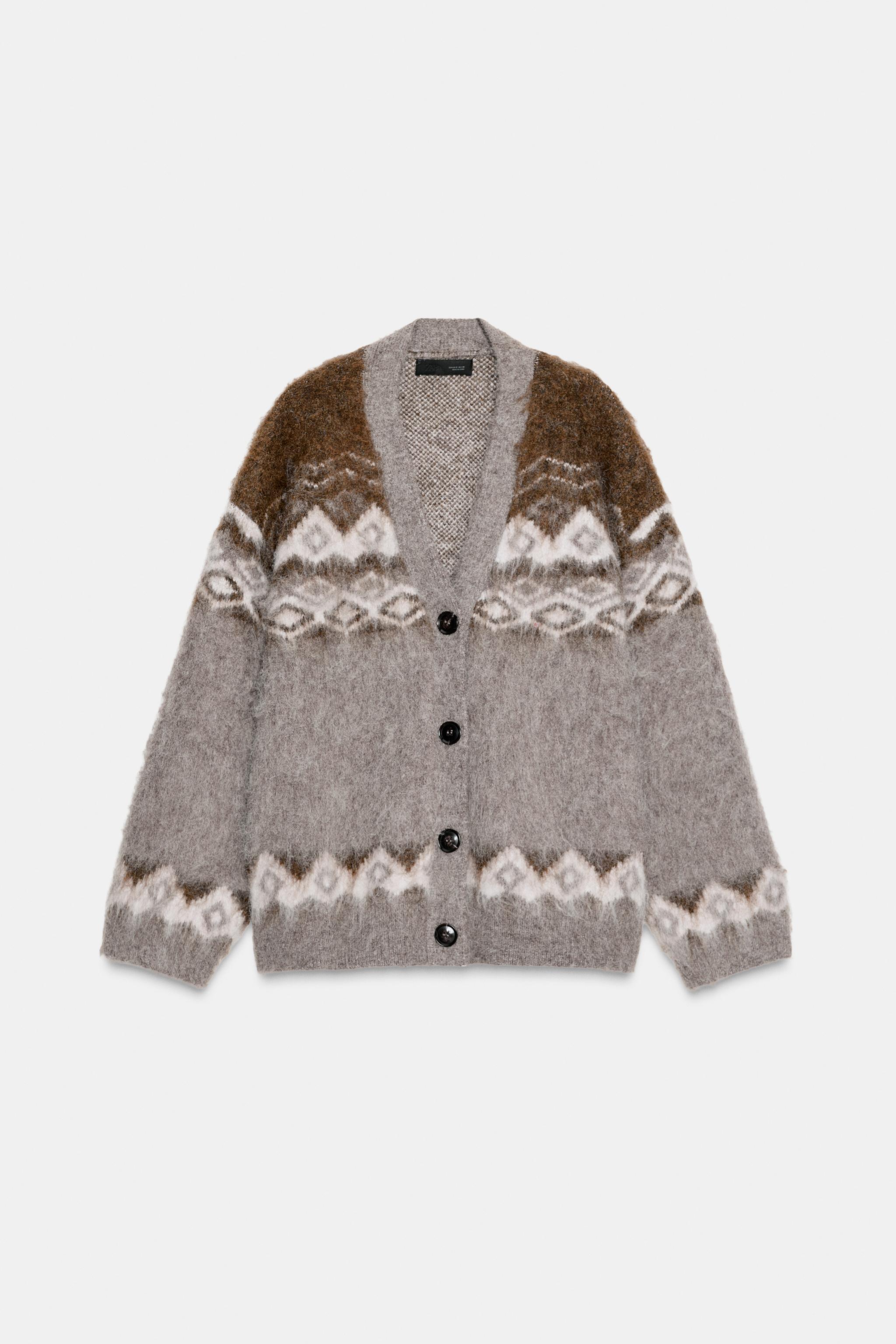 美品PERVERZE Brushed Jacquard Cardigan PERVERZE Brushed Jacquard Knit Cardigan