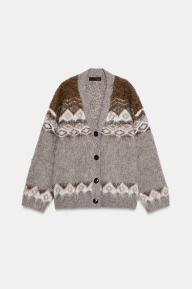 GILET EN MAILLE JACQUARD EFFET BROSSÉ - Multicolore de Zara - Image 2