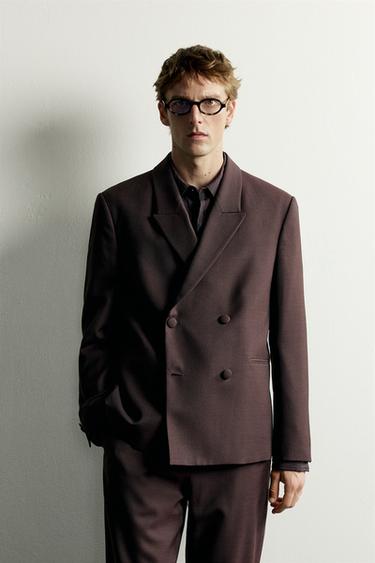 DOUBLE-BREASTED SUIT BLAZER - Dark brown by Zara