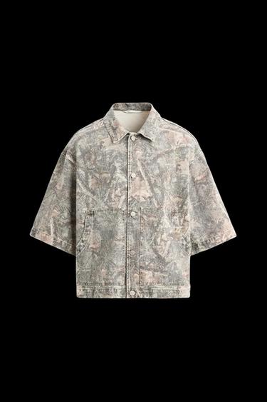 Zara WASHED ABSTRACT PRINT OVERSHIRT - 029 - Image 0
