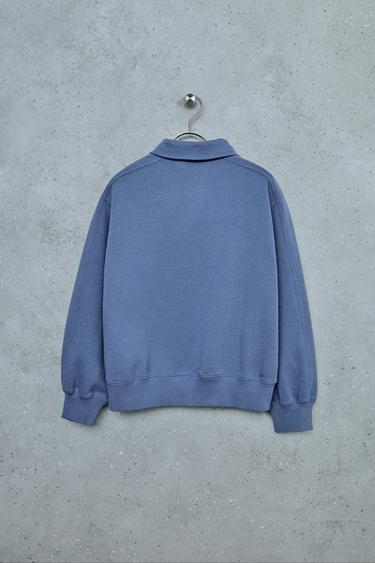 STORIESZ - POLO SWEAT EN MOLLETON À ZIP - Bleu / Acier de Zara - Image 1