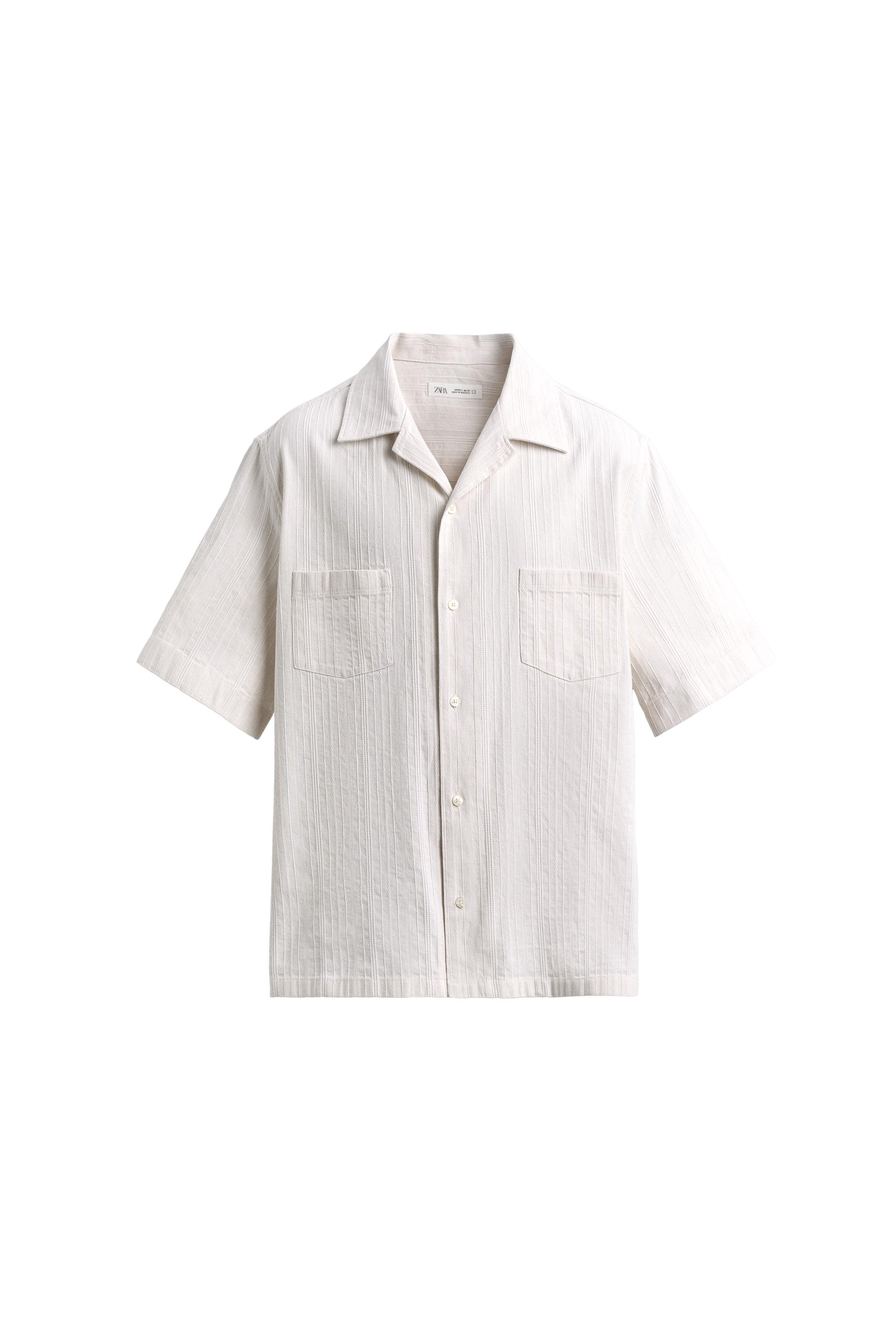 RELAXED FIT STRIPED JACQUARD SHIRT - ecru-white | ZARA United States