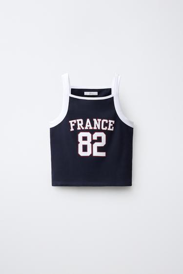 FRANCE PRINT TOP - Navy blue by Zara