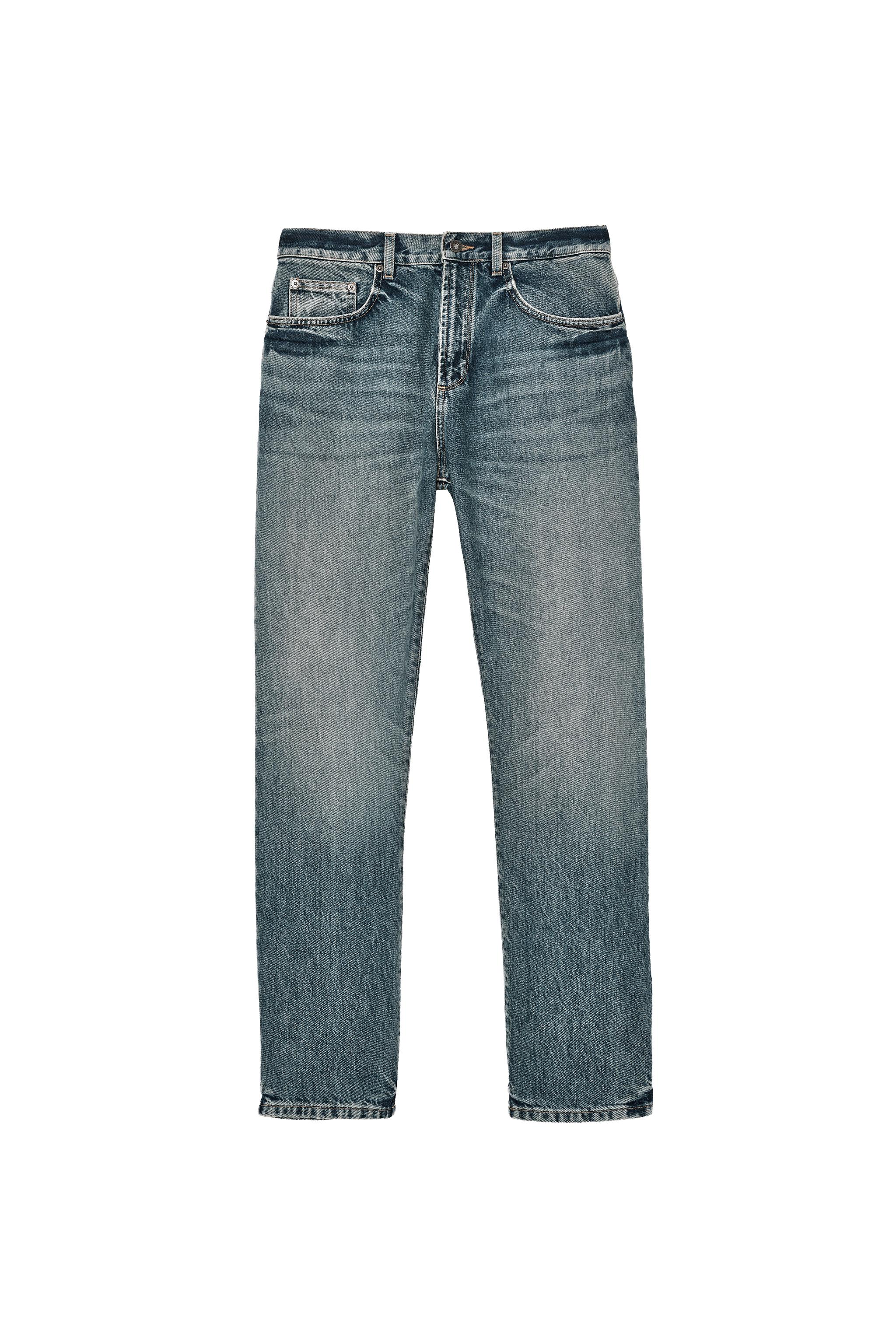 STRAIGHT FIT JEANS — Mid-blue