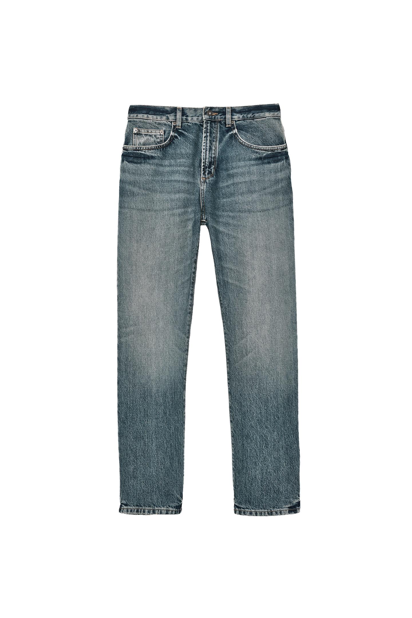 Мужские джинсы Zara Straight Fit, цвет: Синий — фото 3