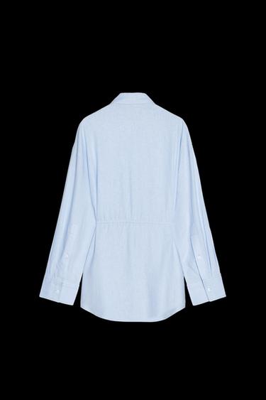 OVERSIZE LINEN BLEND SHIRT - Light blue by Zara