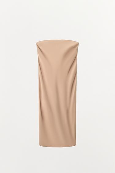 POLDOLGA OBLEKA Z ODKRITIMI RAMENI - rožnato bež od Zare