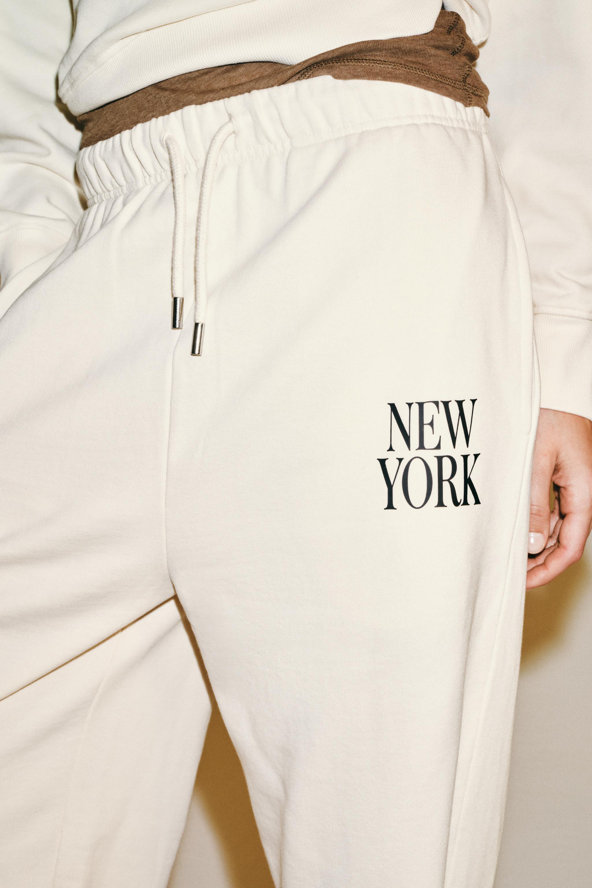 Женские брюки Zara TEXT WIDE-LEG TROUSERS — фото 4