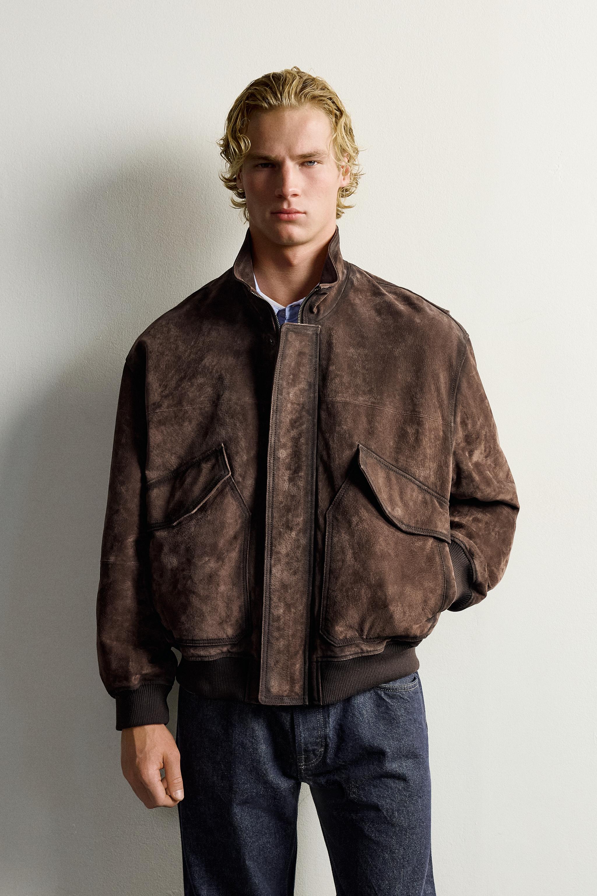 BLOUSON RELAXED FIT EN CUIR SUÉDÉ
