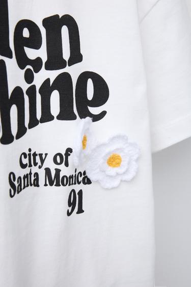 TEXT AND CROCHET FLOWER T-SHIRT - White by Zara - Image 4