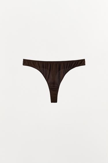 TANGA CON SEDA TEXTURA - Marrón de Zara