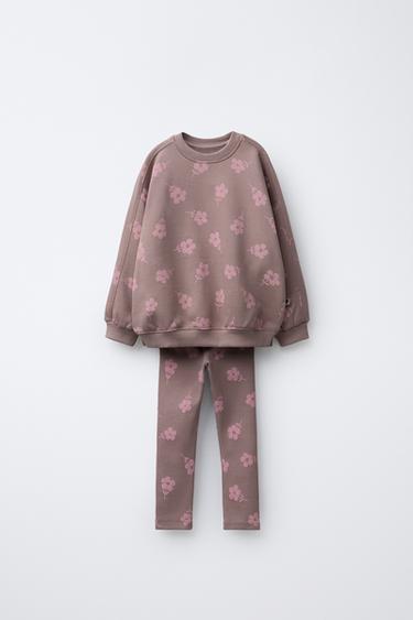 Zara FLORAL SWEATSHIRT AND LEGGING SET - Pink