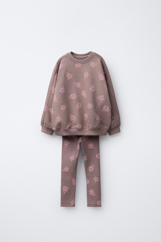 CONJUNTO SUDADERA Y LEGGING FLORES - Rosado de Zara - Imagen 0