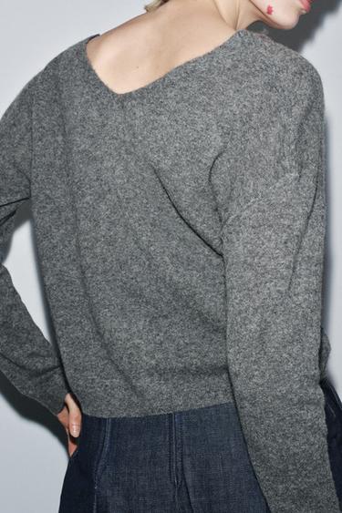 WOOL AND CASHMERE V-NECK CARDIGAN - Grey by Zara - Image 2