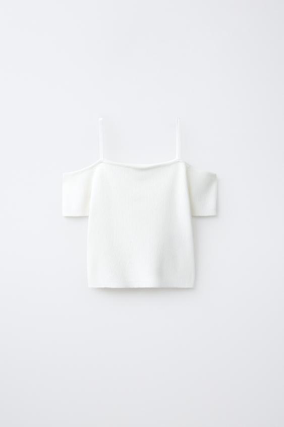 TOP PUNTO RIB - Blanco roto de Zara - Imagen 0