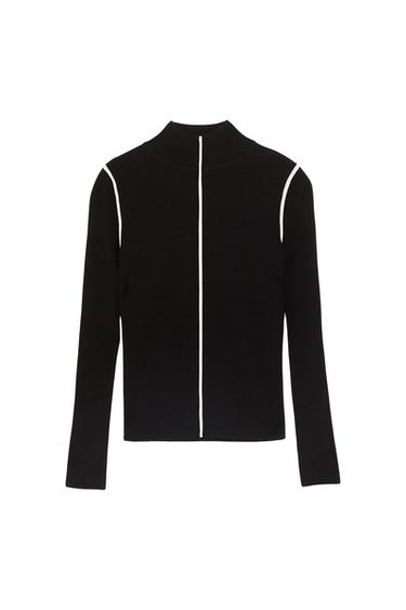 SWEATER WITH CONTRASTING PIPING