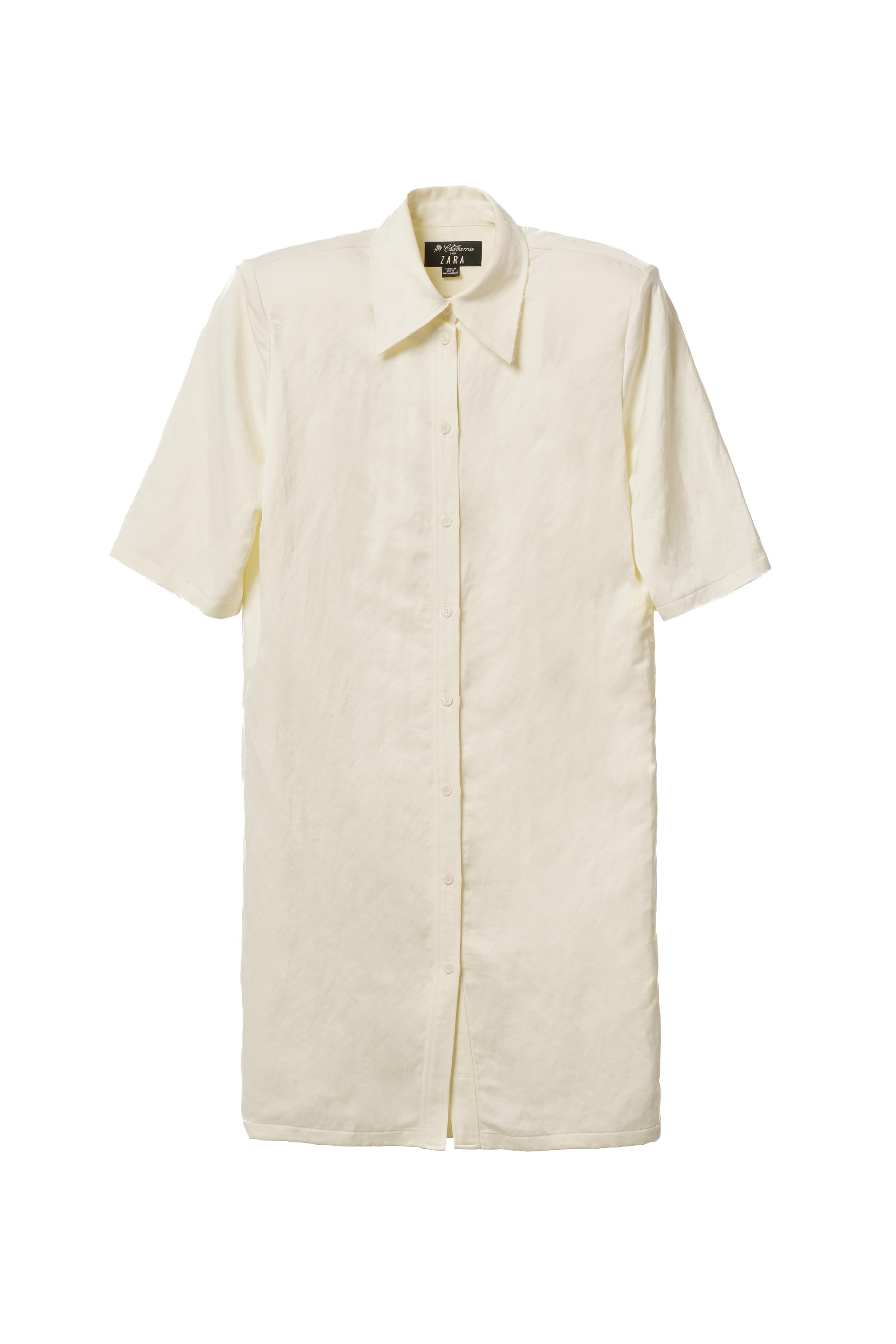 LINEN SHOULDER PAD SHIRT DRESS WILLY CHAVARRIA X ZARA - Ecru