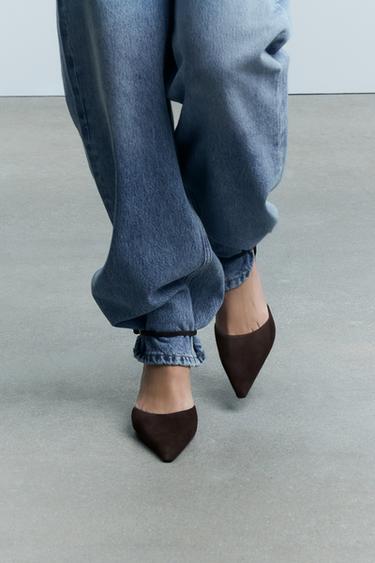 ЗАМШЕВЫЕ ТУФЛИ НА КАБЛУКЕ — КОРИЧНЕВЫЙ от Zara — изображение 0