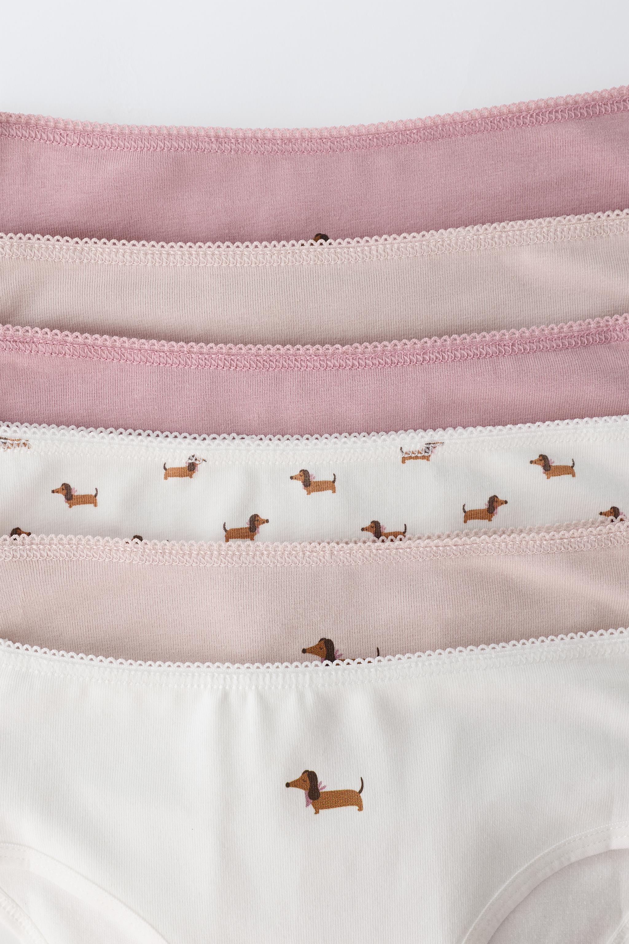 1-6 YEARS / PACK OF SIX PUPPY PRINT PANTIES — Pink